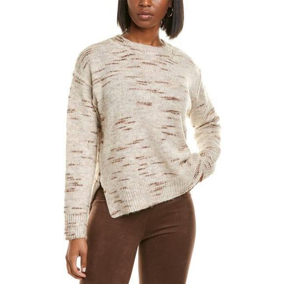 Max Studio Sweater Womens L Large Oatmeal Melange Hi-Low Drop Shoulder Pullover - Picture 1 of 11